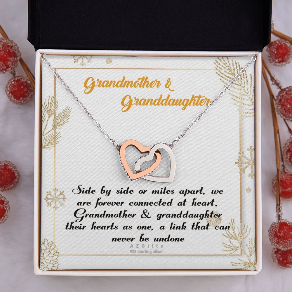 To My Grandma Necklace, Gift for Grandmother Necklace, Mothers Day Gift For Grandma Nana, Grandma Jewelry From Grandchildren GrandKids , Jewelry Box Gift For Grandma Grandmother14 Interlocking Hearts Necklace