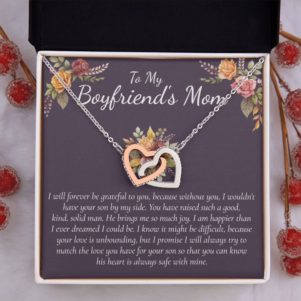 Sterling Silver Necklace for Women with Cubic Zirconia for Boyfriend's Mom Daugterin Law To My Mother in Law Necklace  Gift on Birthday Mother's Day Wedding Christmas Pendant Interlocking Hearts Necklace