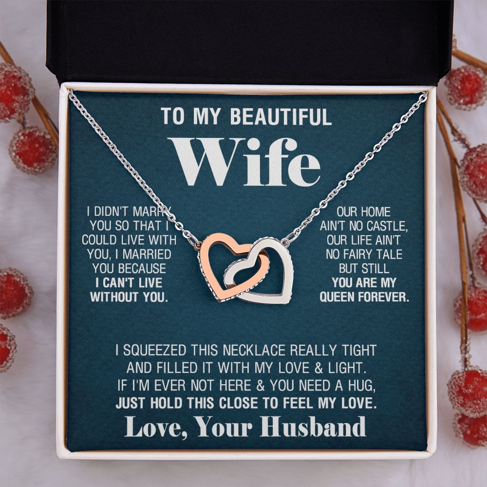 To My Beautiful Wife Necklace, Wedding Anniversary Jewelry For Women, Necklace For Wife from Husband, Gifts For Wife Birthday Gifts Necklace, Jewelry With Message Card In A Gift Box