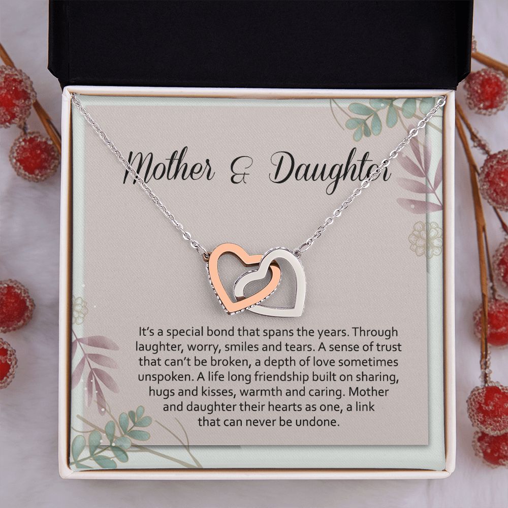 Mom Necklace Gifts for Mom from Daughter to Mom Gifts for Mothers Day from Daughter, To My Mom Necklace from Daughter to Mom Birthday Gifts Necklace with Message Card and Gift Box2245 Interlocking Hearts Necklace