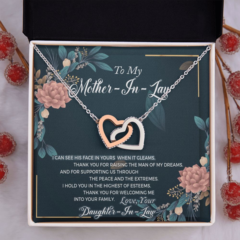 Mother in Law Necklace, Jewelry for Women, Future Mother in Law Gifts from Daughter in Law, Mother of Bride Gifts For Mother in Law, Birthday Gifts For Mother In Law From Daughter In Law2 Interlocking Hearts Necklace