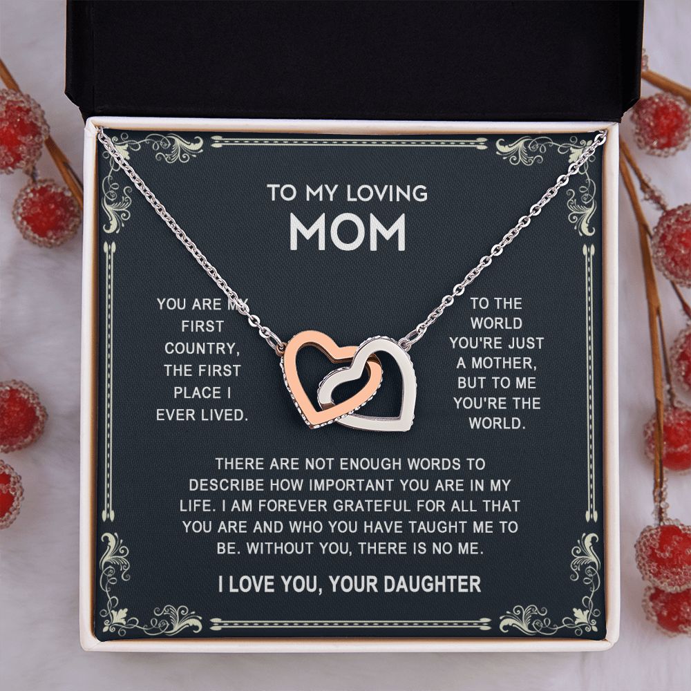 To My Mom Necklace, Gift For Mom, Mother's Day Gift from Daughter, Mom Jewelry Gift for Mothers Day, Birthday Gift for Mother, Moms Gift from Daughter Son, Necklace for Mom Mother 14 Interlocking Hearts Necklace