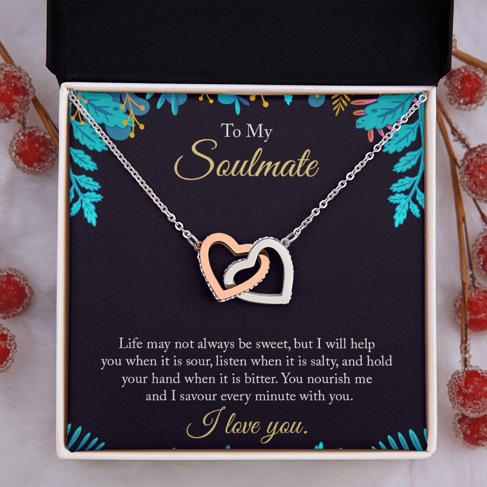 To My Soulmate Necklace for Women Birthday Christmas Jewelry Gifts For My Wife with Message Card Box Personalized Gift Present Pendant for Future Wife Soulmate Girlfriend Love 16 Interlocking Hearts Necklace