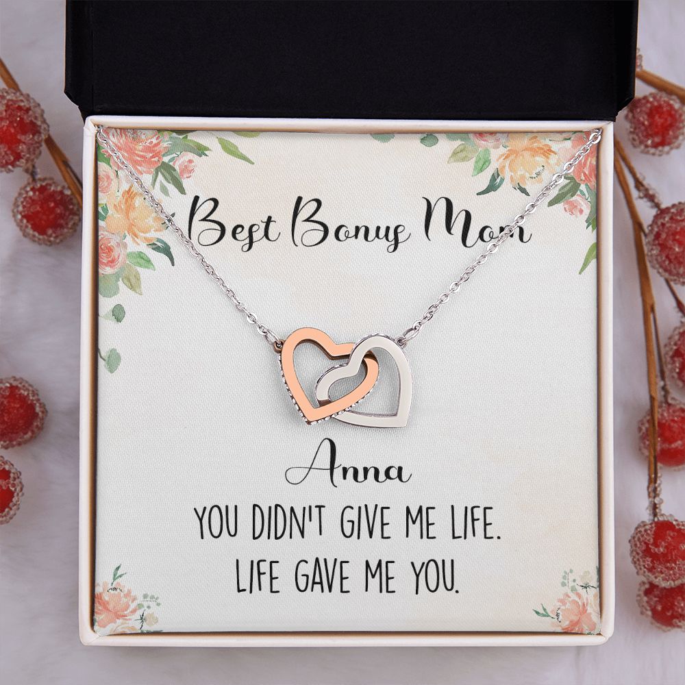 To My Stepmom Necklace from Stepdaughter Birthday Gifts for Stepmom Stepmother Gifts for Second Mom Gifts for Stepmom from Bonus Daughter Stepmom Gifts for Birthday Mothers Day 301 Interlocking Hearts Necklace
