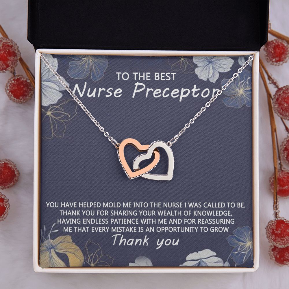 Congratulations Jewelry Necklace, Nurse Preceptor Gift, nurse preceptor Jewelry thank you Card Necklace To The Best Nurse Preceptor Necklace On Graduation Gift Necklace Graduation Gift for Her Interlocking Hearts Necklace