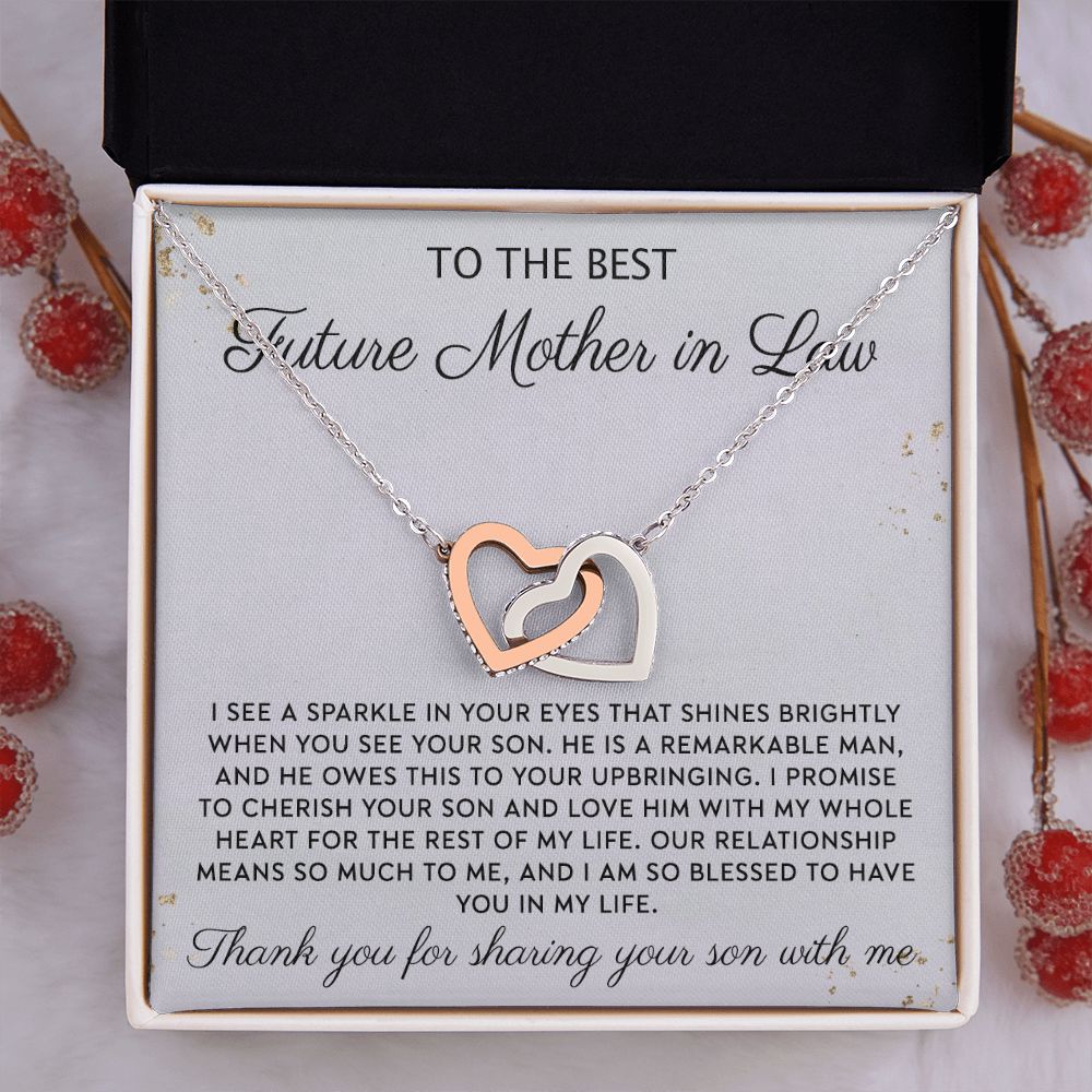 Gift to MIL Mother of the Groom Gift From Bride Wedding Gift Pendants from Bride Gifts for Mom Mother of the Bride Necklace Unique Groom Mom Interlocking Hearts Necklace