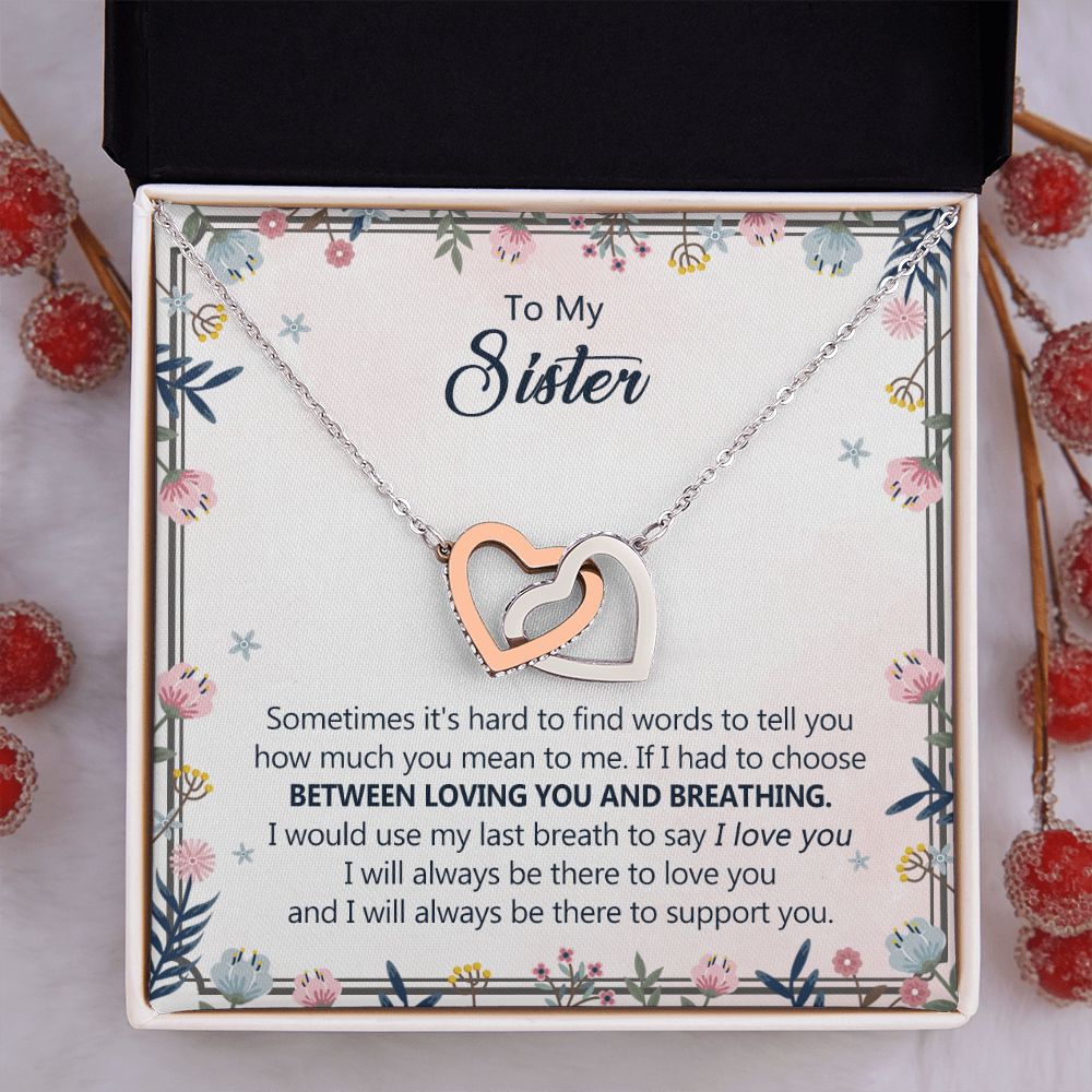 To My Sister Necklace Pendant Inspirational Jewelry For Women Teen Girl Family and Friendship Gifts Sisters Gifts Idea Sister Jewelry Necklace for Sisters Sentimental Gifts for Sister 301 Interlocking Hearts Necklace