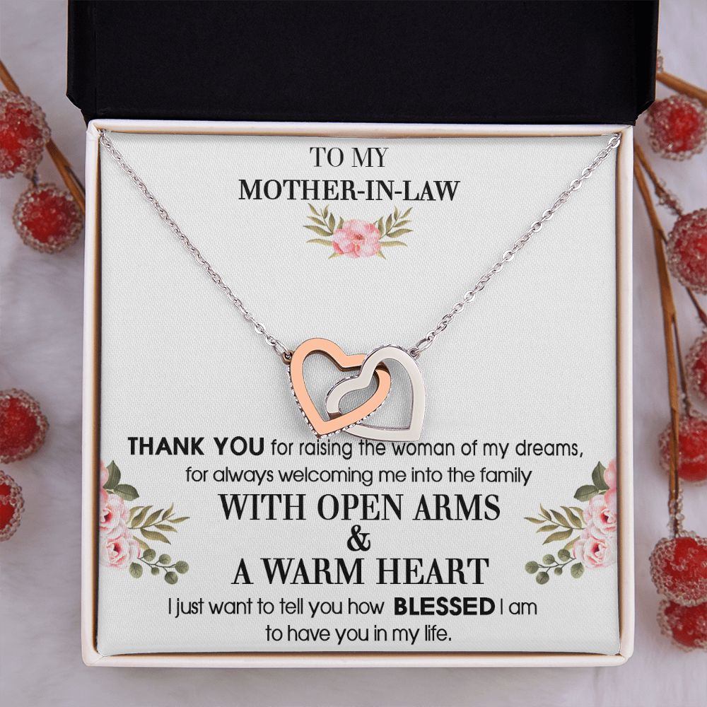 To My Mother-In-Law From Son-In-Law Thank You For Raising Interlocking Hearts Necklace