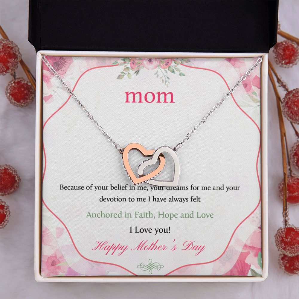 Mom Necklace Gifts for Mom from Daughter to Mom Gifts for Mothers Day from Daughter, To My Mom Necklace from Daughter to Mom Birthday Gifts Necklace with Message Card and Gift Box12 Interlocking Hearts Necklace
