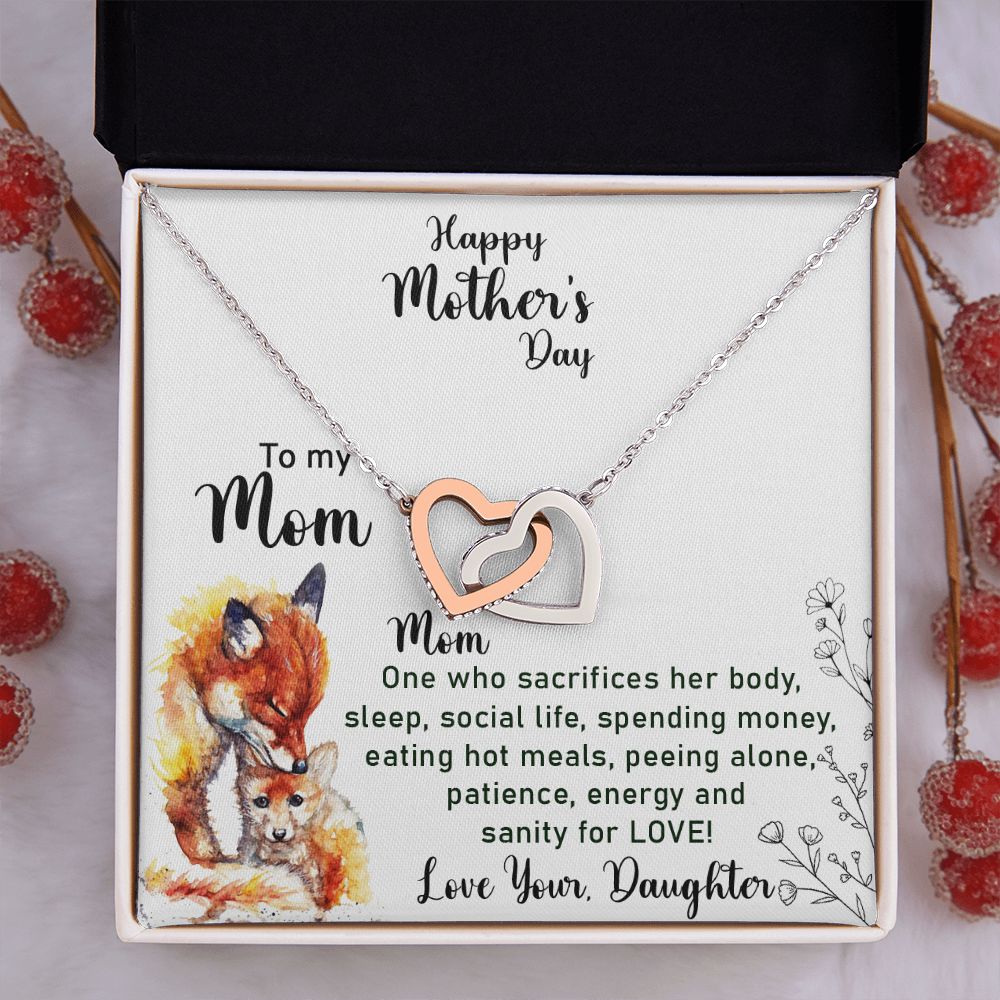 Mom Necklace Gifts for Mom from Daughter to Mom Gifts for Mothers Day from Daughter, To My Mom Necklace from Daughter to Mom Birthday Gifts Necklace with Message Card and Gift Box2223 Interlocking Hearts Necklace
