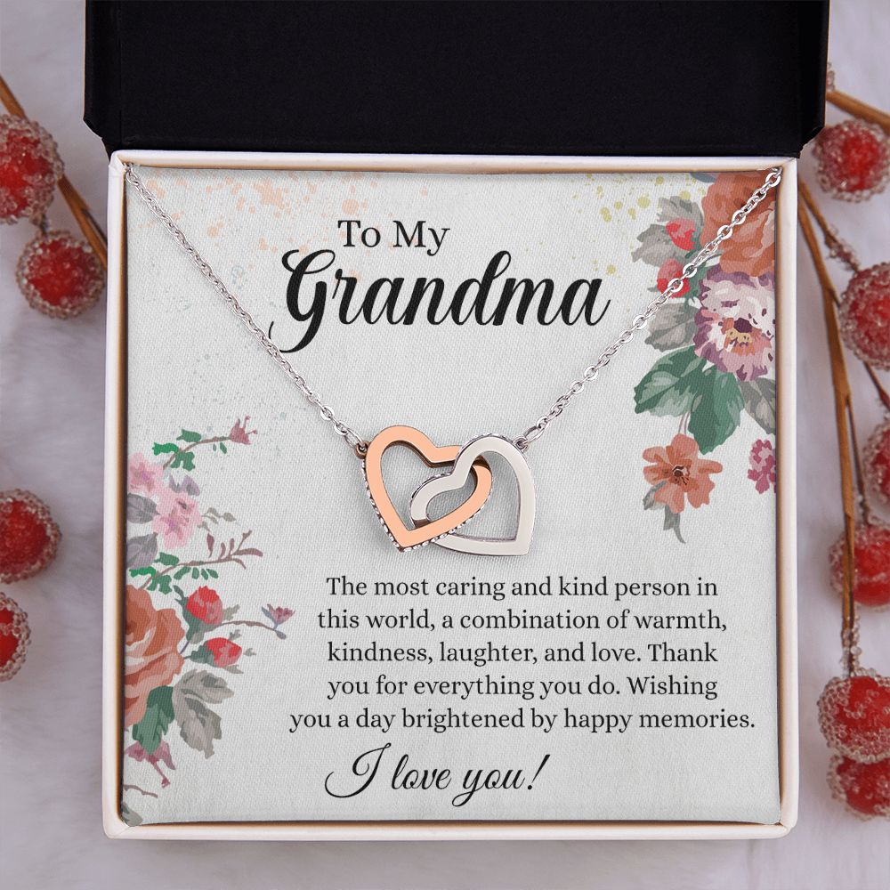 To My Grandma Necklace, Gift for Grandmother Necklace, Mothers Day Gift For Grandma Nana, Grandma Jewelry From Grandchildren GrandKids , Jewelry Box Gift For Grandma Grandmother18 Interlocking Hearts Necklace