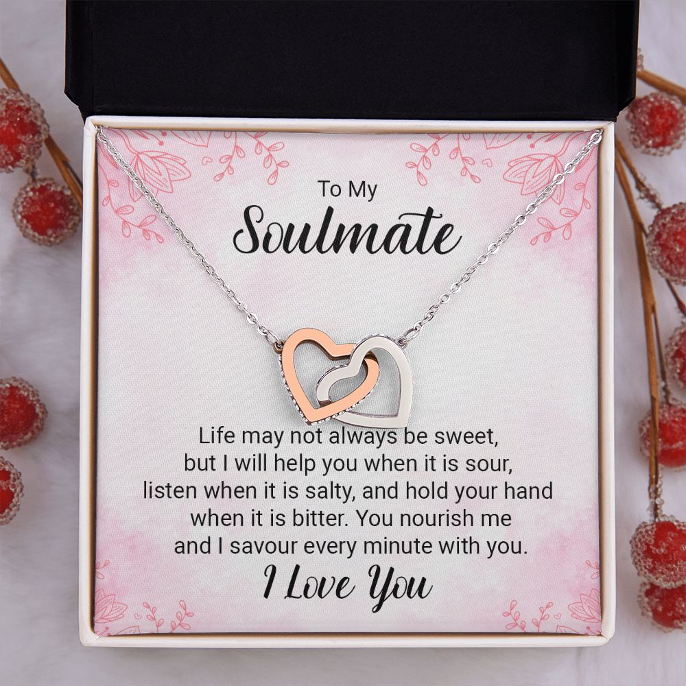 To My Soulmate Necklace for Women Birthday Christmas Jewelry Gifts For My Wife with Message Card Box Personalized Gift Present Pendant for Future Wife Soulmate Girlfriend Love 15 Interlocking Hearts Necklace