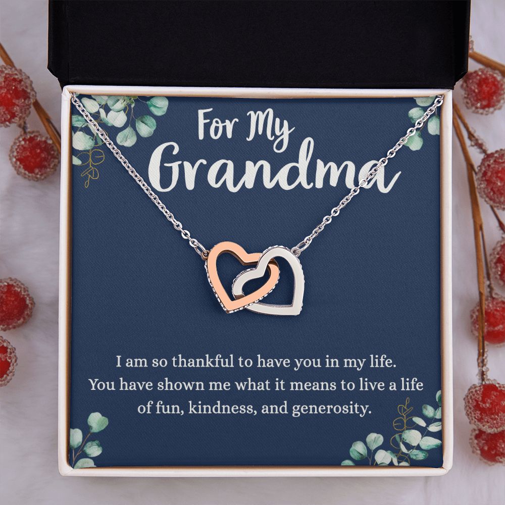 To My Grandma Necklace, Gift for Grandmother Necklace, Mothers Day Gift For Grandma Nana, Grandma Jewelry From Grandchildren GrandKids , Jewelry Box Gift For Grandma Grandmother4 Interlocking Hearts Necklace