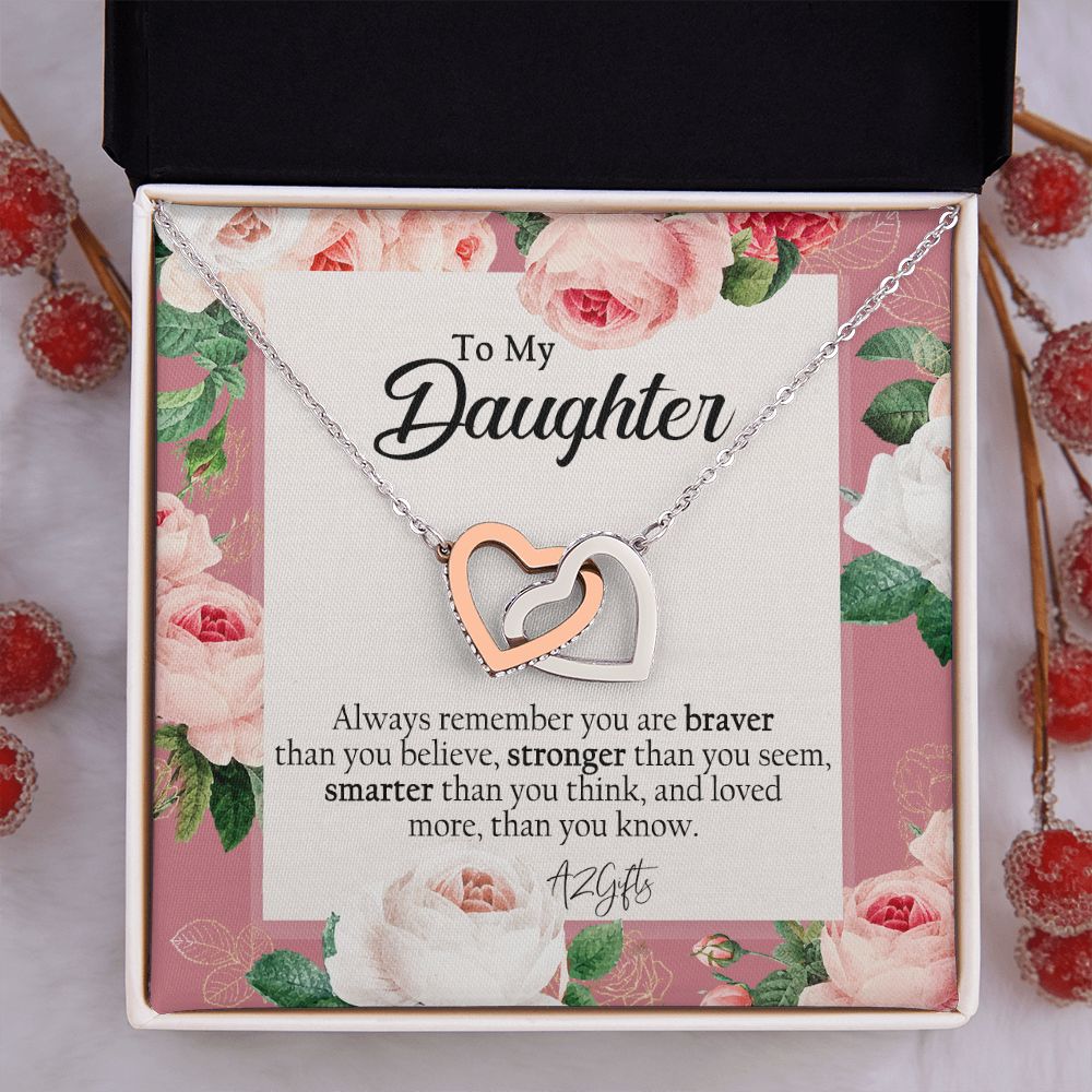 To My Daughter Gift Necklace from Mom, Mother and Daughter Necklace for Girls, Mother Daughter Gift Ideas, Jewelry Pendant Interlocking Hearts Necklace