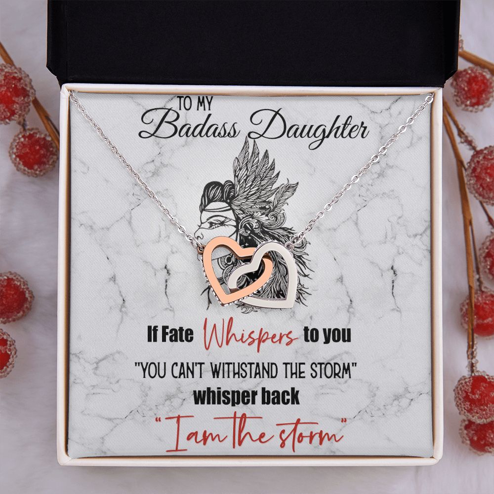 Bonus Daughter Gifts From Stepdad, Step Daughter Gifts From Stepmom, Stepdaughter Gifts From Stepdad, Father Stepdaughter Necklace, To My Bonus Daughter Necklaces, Christmas Gifts For Bonus10 Interlocking Hearts Necklace