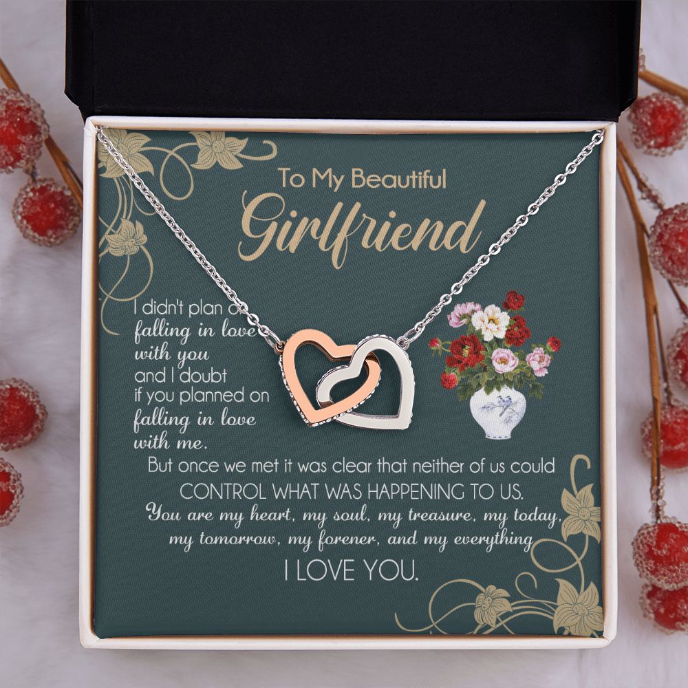 To My Girlfriend Necklace Valentine Gift From Boyfriend Necklace for Girlfriend Interlocking Hearts Necklace