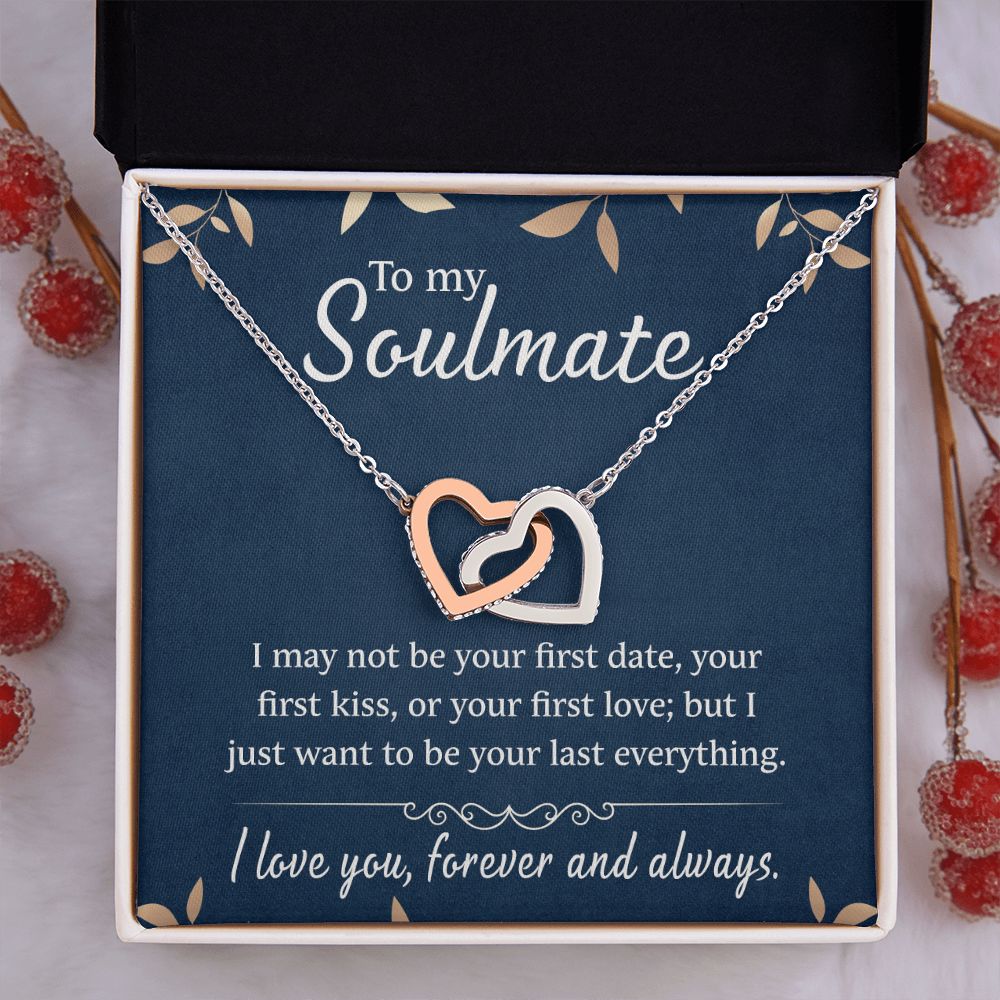 To My Soulmate Necklace for Women Birthday Christmas Jewelry Gifts For My Wife with Message Card Box Personalized Gift Present Pendant for Future Wife Soulmate Girlfriend Love 21 Interlocking Hearts Necklace