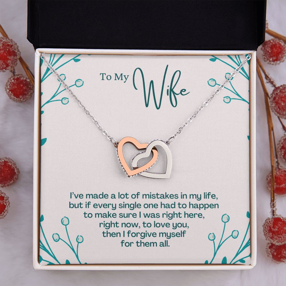 To My Wife Necklace Pendant Gift From Husband I've Made A Lot Of Mistakes With Message Card and Gift Box. Valentine's Day Gift For Wife Future Wife Interlocking Hearts Necklace