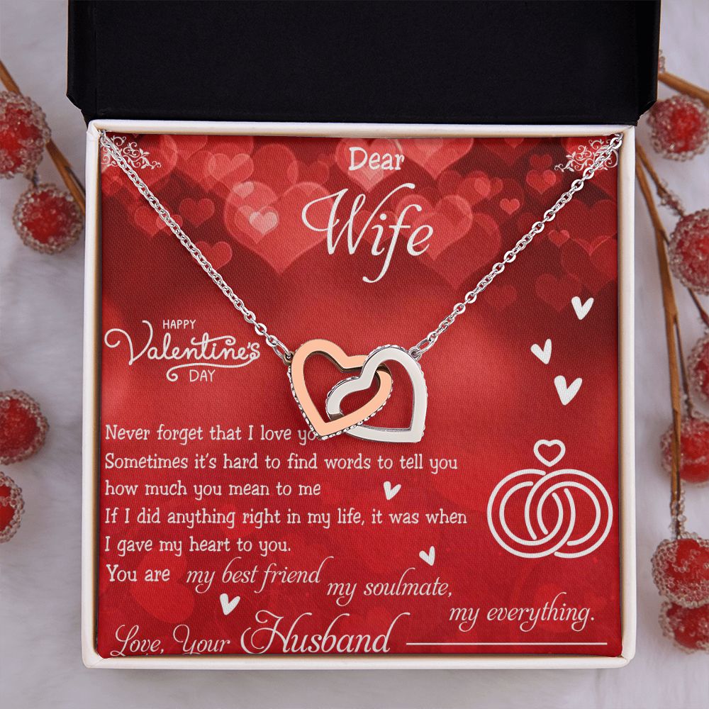 To My Wife Necklace, Wedding Anniversary Jewelry For Women, Necklace For Wife from Husband, Gift For Wife Birthday Gifts From Husband Necklace, Jewelry With Message Card In A Gift Box4 Interlocking Hearts Necklace