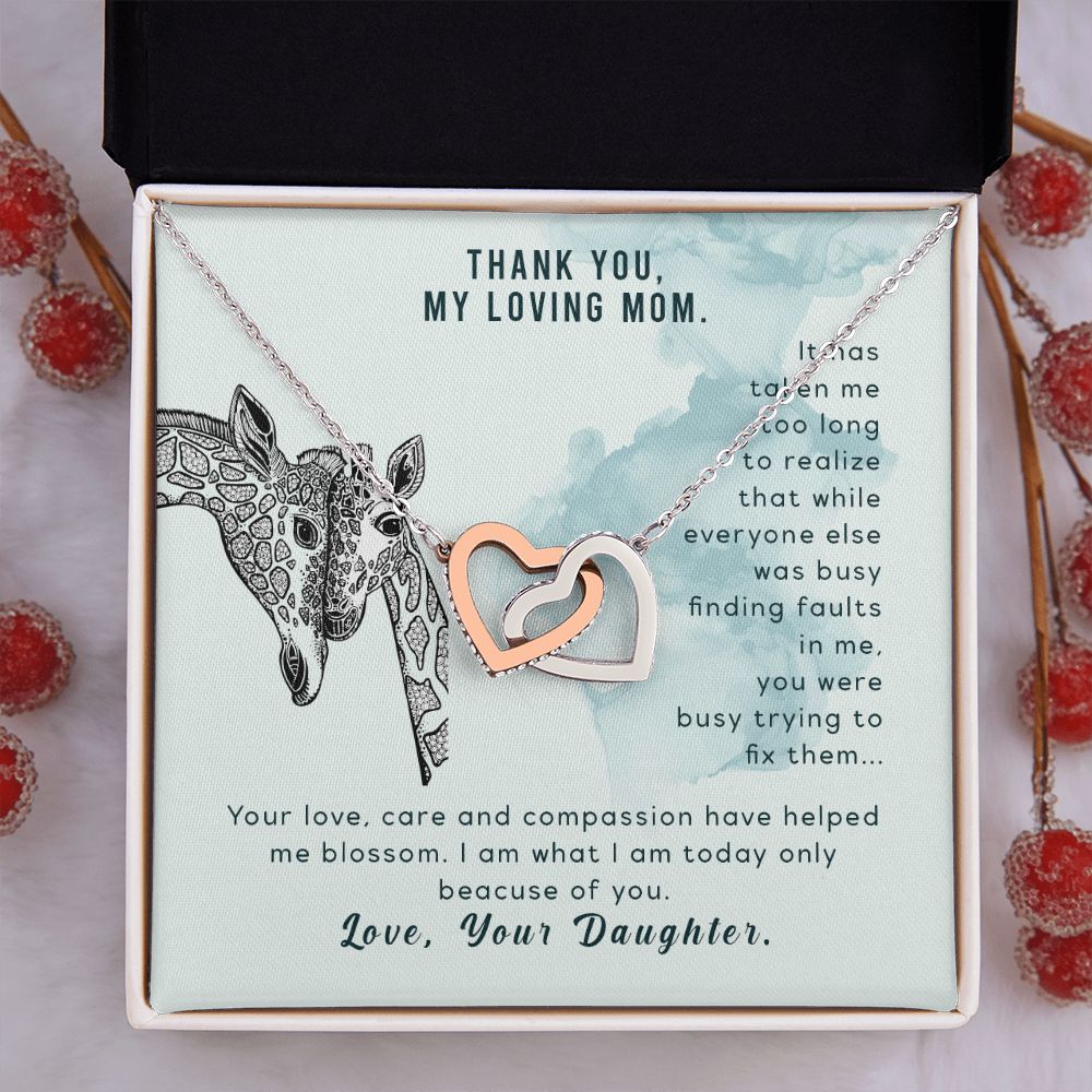 To My Thank You My Loving Mom Giraffe Necklace Pendant Gift From Mom Necklace Gift For To Daughter Birthday Daughter In Law Gift On Birthday Anniversary Gift 30821 Interlocking Hearts Necklace