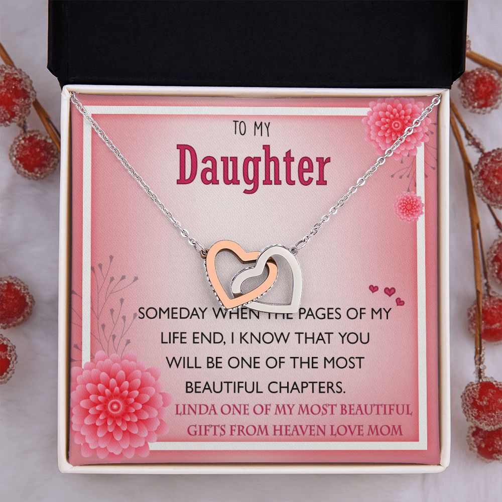 To My Daughter Gift Necklace from Mom, Mother and Daughter Necklace for Girls, Mother Daughter Gift Ideas, Jewelry Pendant Interlocking Hearts Necklace