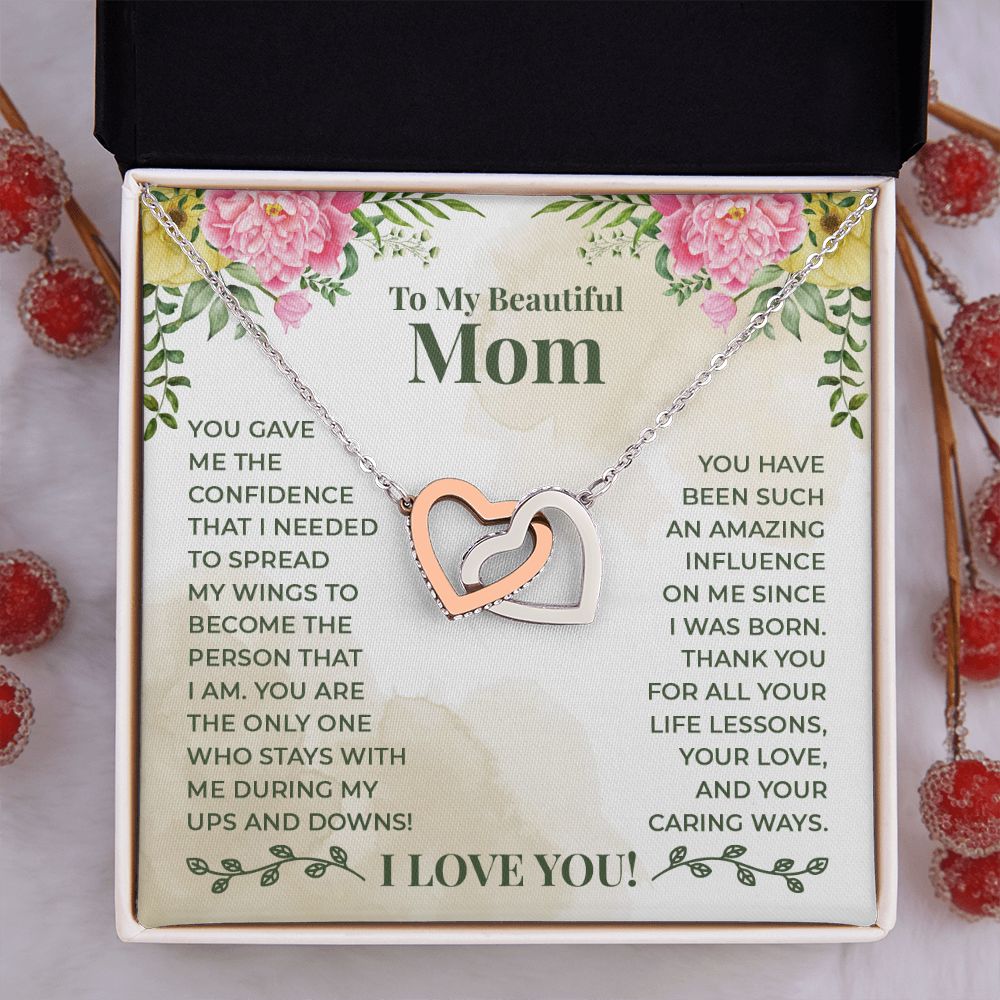 Mom Necklace Gifts for Mom from Daughter to Mom Gifts for Mothers Day from Daughter, To My Mom Necklace from Daughter to Mom Birthday Gifts Necklace with Message Card and Gift Box22 Interlocking Hearts Necklace