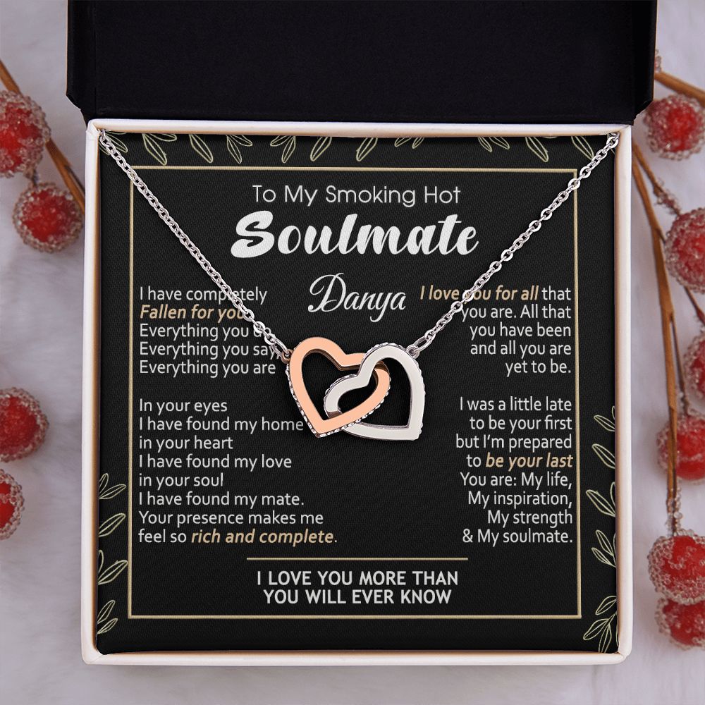 To My Smokin Hot Soulmate Necklace - Wife Gifts From Husband To My Wife Necklace, Gift for Her Romantic, Girlfriend Gifts Necklace for Wife from Men Includes Message Card and Gift Box 7 Interlocking Hearts Necklace