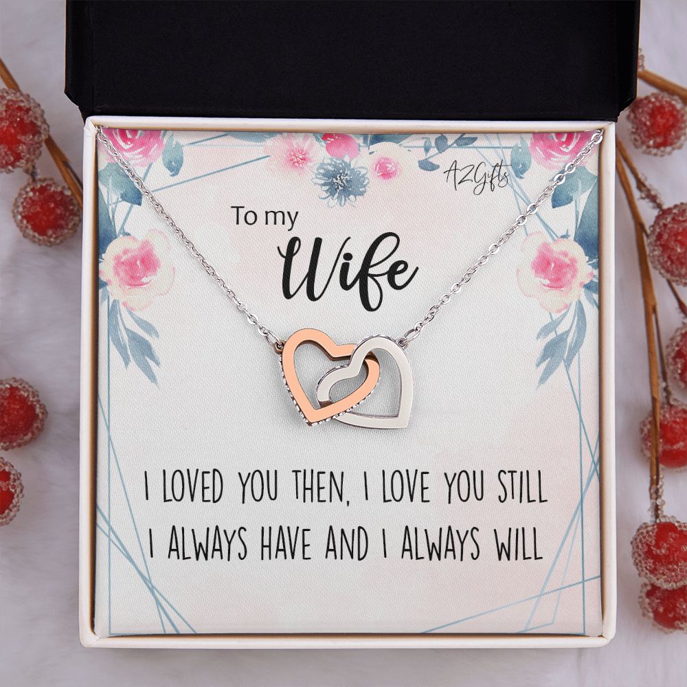 To My Wife Necklace from Husband, Personalized Necklace for Women, Luxury Necklace for Wife from Man Men, Wedding Anniversary Present For Wife, Beautiful Wife Jewelry Christmas Birthday Gifts For Wife2 Interlocking Hearts Necklace