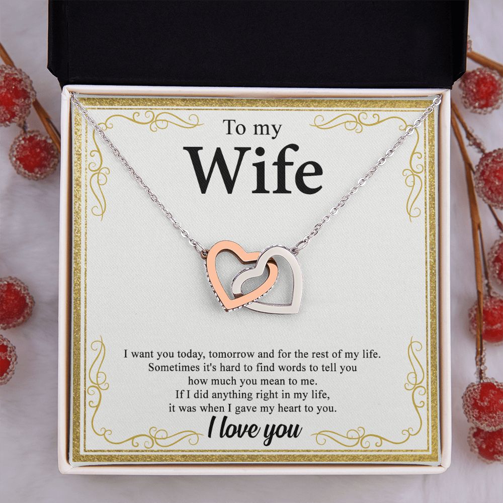 To My Wife Alluring Love Necklace Gift for Wife Valentines Day Gift for Her Interlocking Hearts Necklace