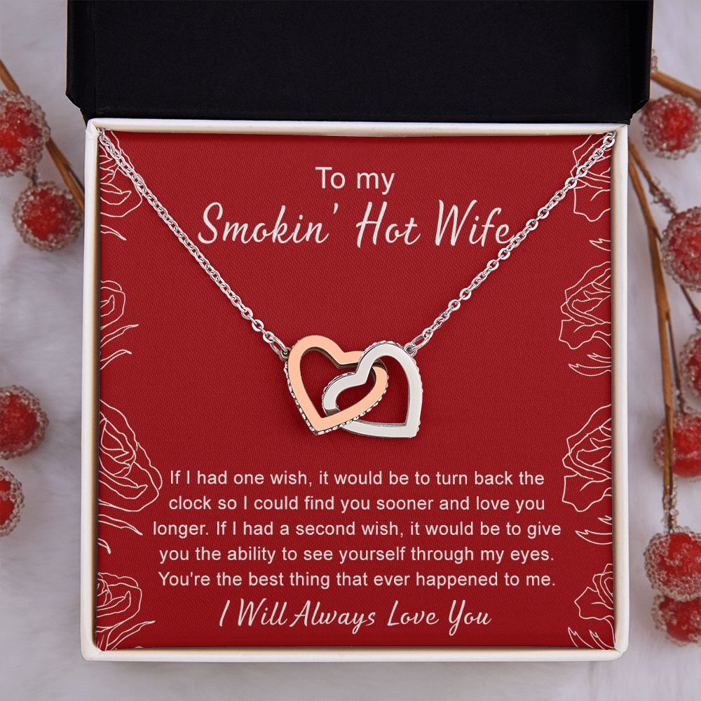 To My Wife Necklace from Husband, Personalized Necklace for Women, Luxury Necklace for Wife from Man Men, Wedding Anniversary Present For Wife, Beautiful Wife Jewelry Christmas Birthday Gifts For Wife4 Interlocking Hearts Necklace