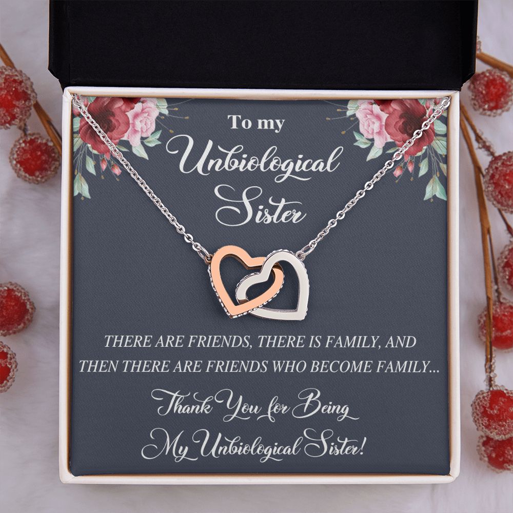 Unbiological Sister Alluring Beautiful Necklace, Best Friend Necklace, Soul Gift Interlocking Hearts Necklace