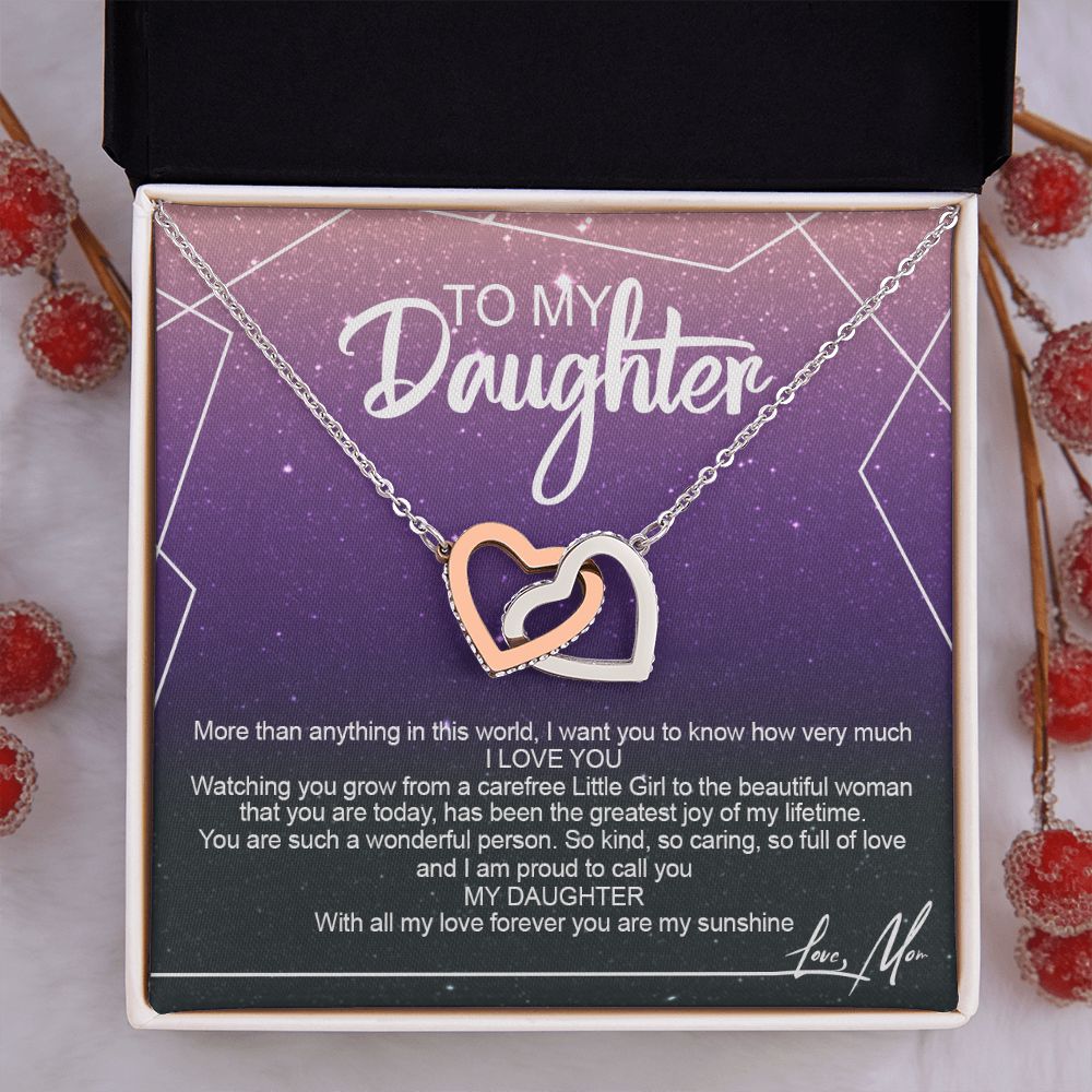 To My Daughter Alluring Beautiful Necklace, Jewelry For Daughter, Daughter Gift Interlocking Hearts Necklace