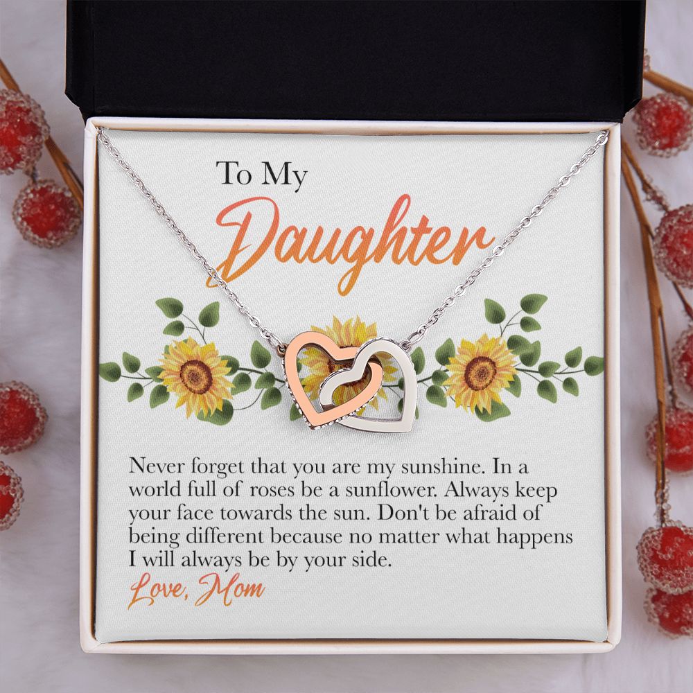 Mother Daughter Gift Ideas, To My Daughter Gift Necklace from Mom, Jewelry Pendant Present for Daughter, Birthday Christmas Gift Graduation Gifts for Daughters, Mother and Daughter Necklace 30 Interlocking Hearts Necklace
