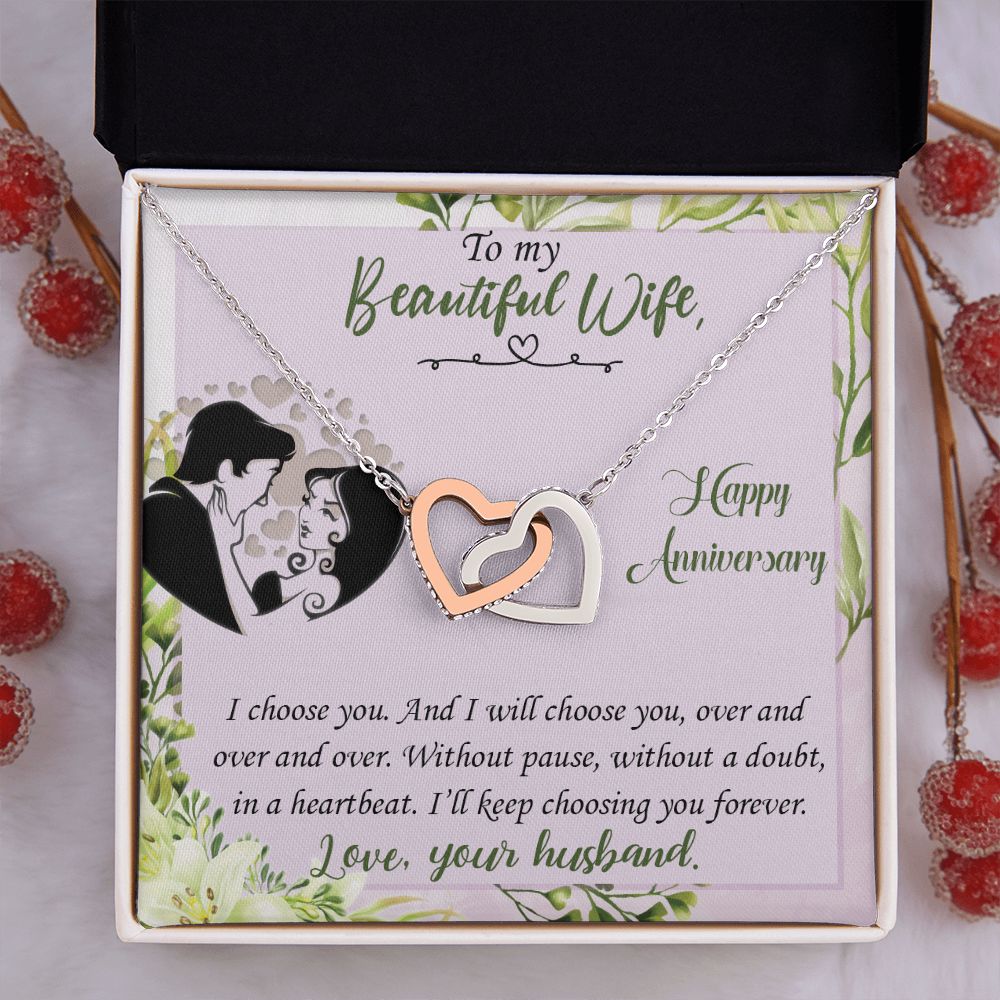 To My Beautiful Wife Necklace, Wedding Anniversary Jewelry For Women, Necklace For Wife from Husband, Gifts For Wife Birthday Gifts Necklace, Jewelry With Message Card In A Gift Box