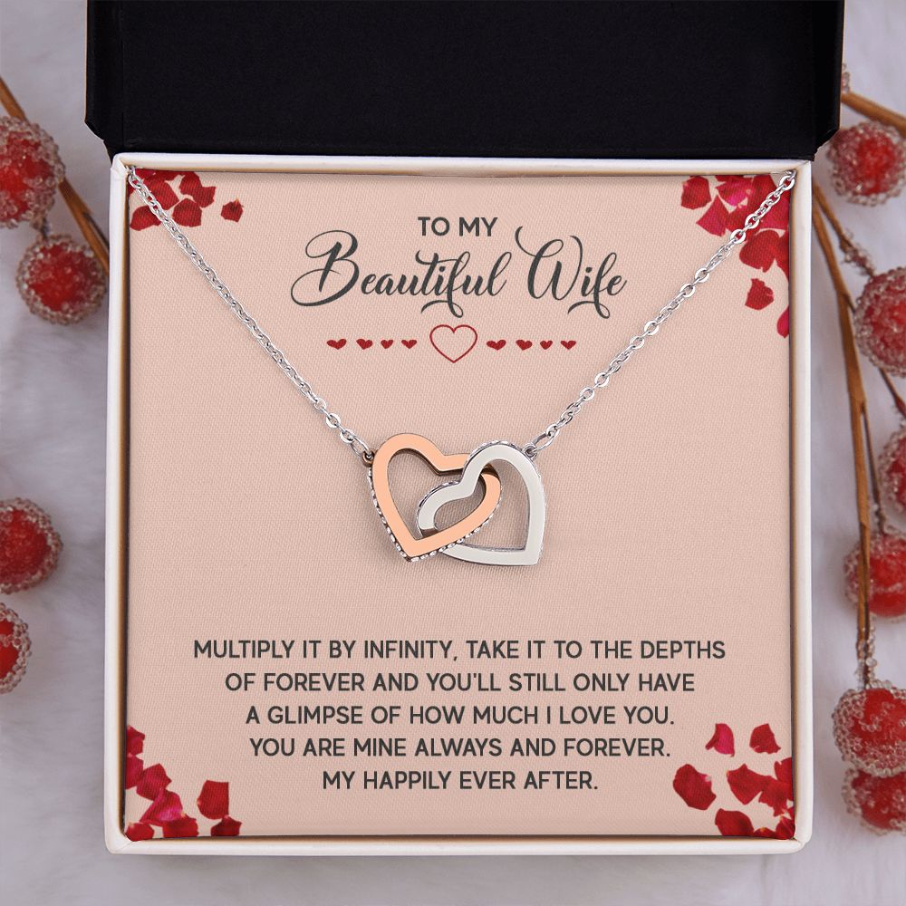 To My Beautiful Wife Necklace, Wedding Anniversary Jewelry For Women, Necklace For Wife from Husband, Gifts For Wife Birthday Gifts Necklace, Jewelry With Message Card In A Gift Box