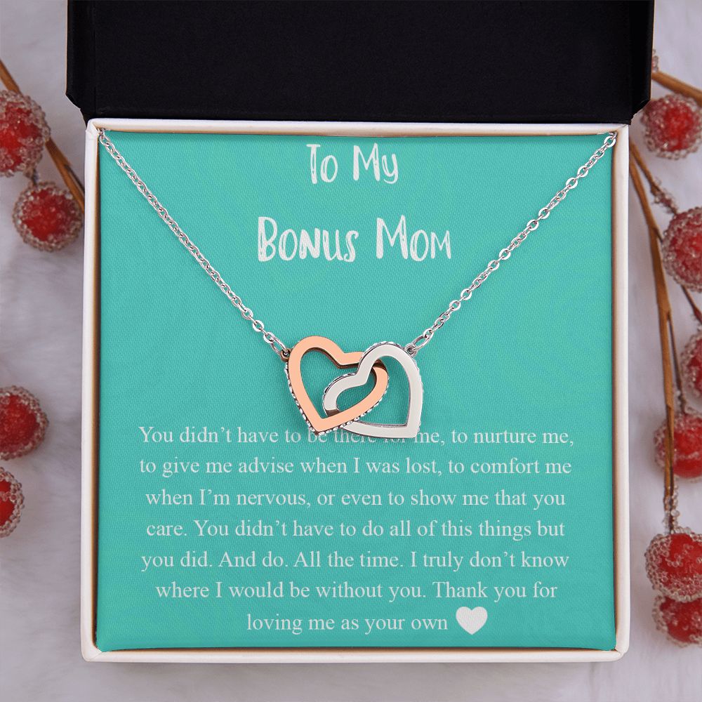 To My Bonus Mom Necklace, Mother's Day Gift for Step Mom, Love Knot Necklace Interlocking Hearts Necklace