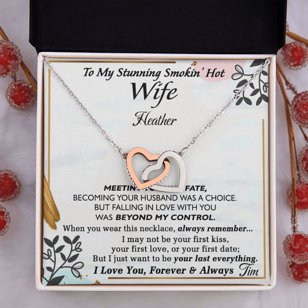 To My Wife Necklace from Husband, Personalized Necklace for Women, Luxury Necklace for Wife from Man Men, Wedding Anniversary Present For Wife, Beautiful Wife Jewelry Christmas Birthday Gift For Wife22 Interlocking Hearts Necklace