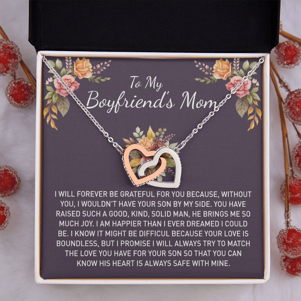 To My Boyfriends Mom Gift Necklace for Boyfriends Mom Gift Mother in Law Jewelry Gift Birthday Gift For Boyfriend's Mom Gift for Boyfriends Mom Gift for Boyfriend's Mom From Girlfriend Interlocking Hearts Necklace