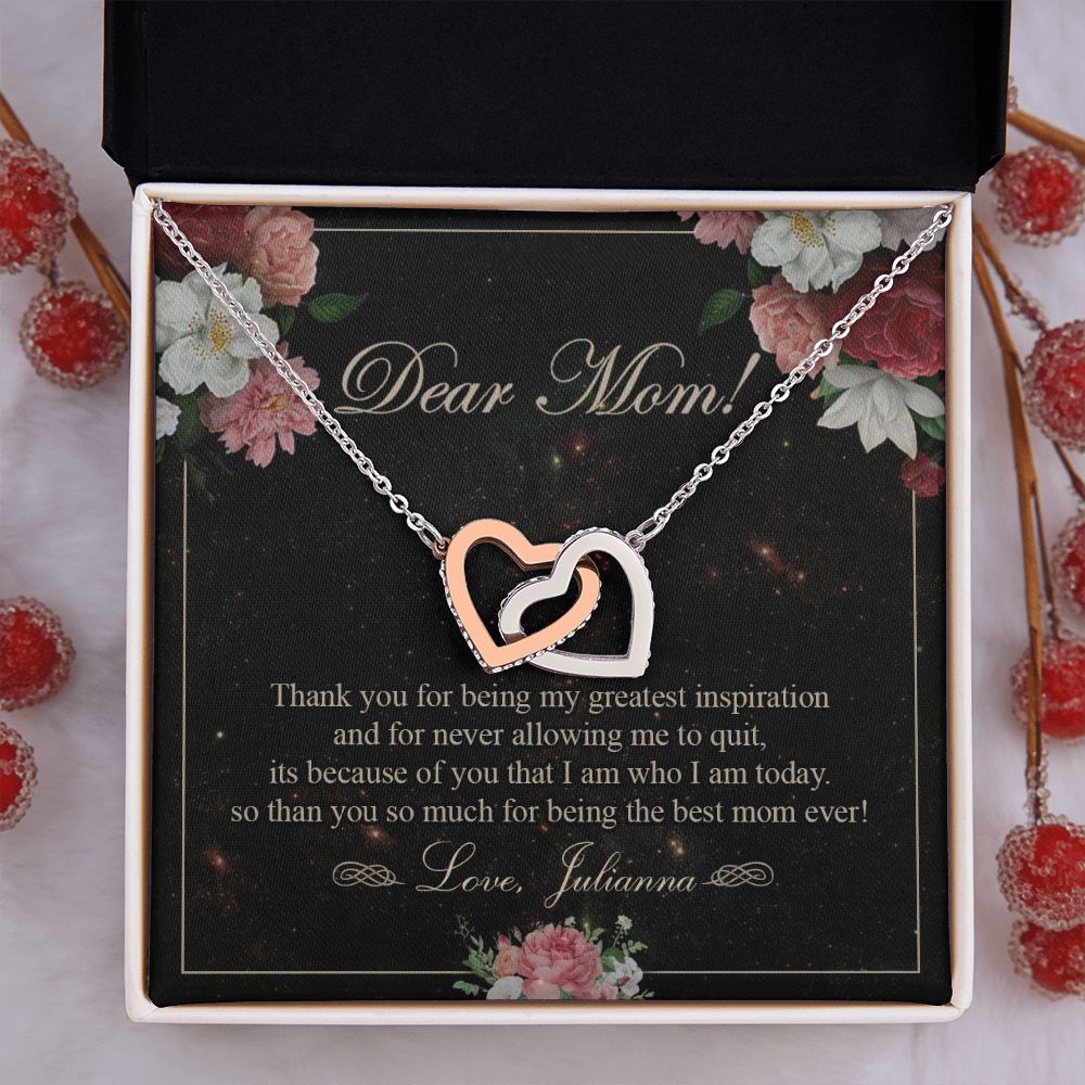 To My Mom Necklace, Gift For Mom On Mother's Day Thank You Mom Gifts From Kids Mom Julianna Interlocking Hearts Necklace