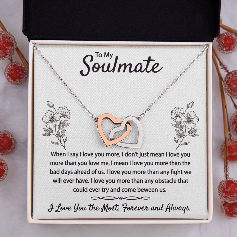 To My Soulmate Necklace for Women Birthday Christmas Jewelry Gifts For My Wife with Message Card Box Personalized Gift Present Pendant for Future Wife Soulmate Girlfriend Love 9 Interlocking Hearts Necklace