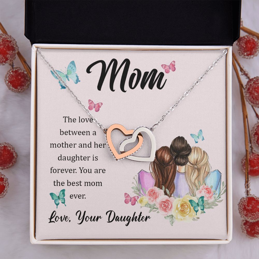 Mom Necklace Gifts for Mom from Daughter to Mom Gifts for Mothers Day from Daughter, To My Mom Necklace from Daughter to Mom Birthday Gifts Necklace with Message Card and Gift Box21 Interlocking Hearts Necklace