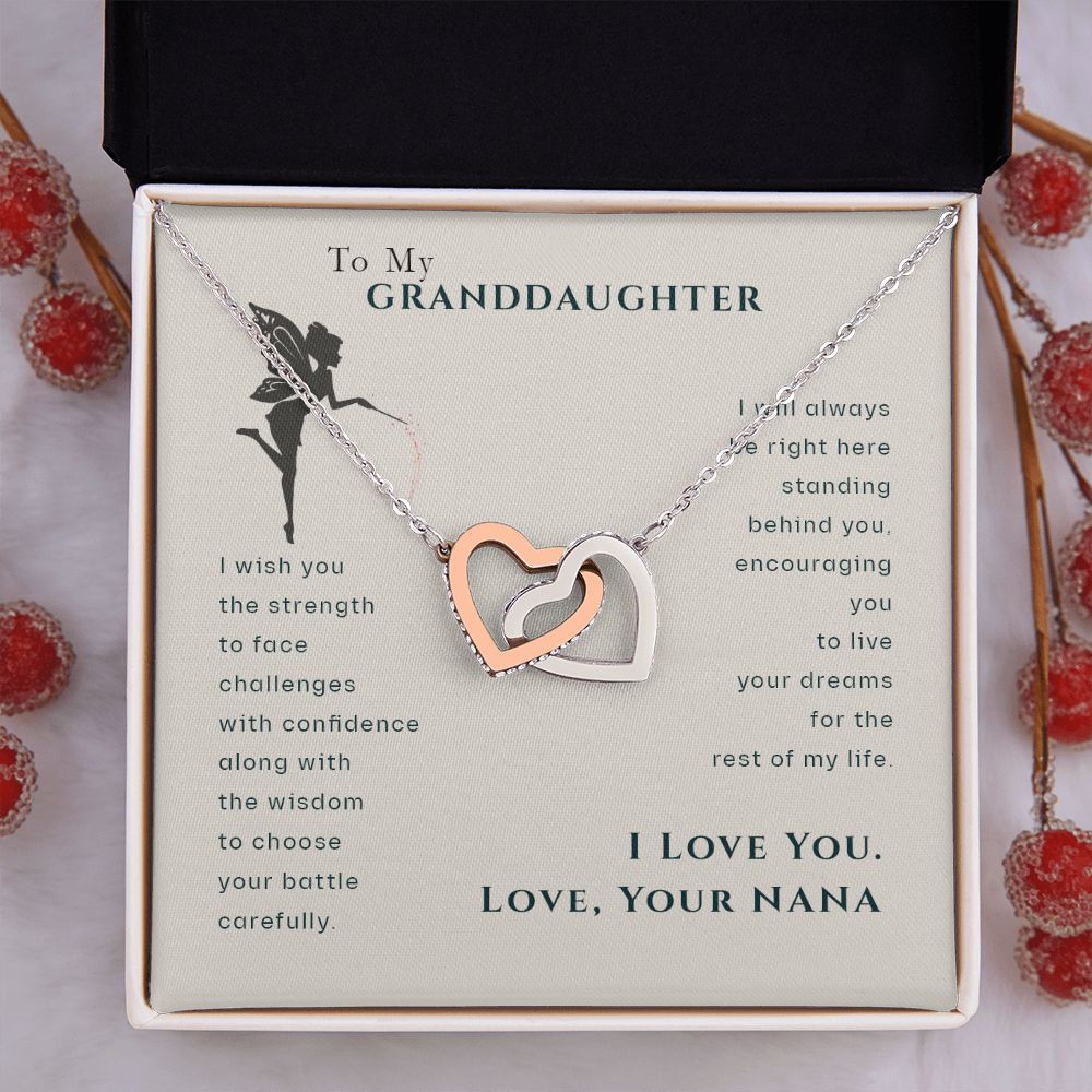 To My Granddaughter Dragonfly Necklace, Gift for Granddaughter From Nana Interlocking Hearts Necklace