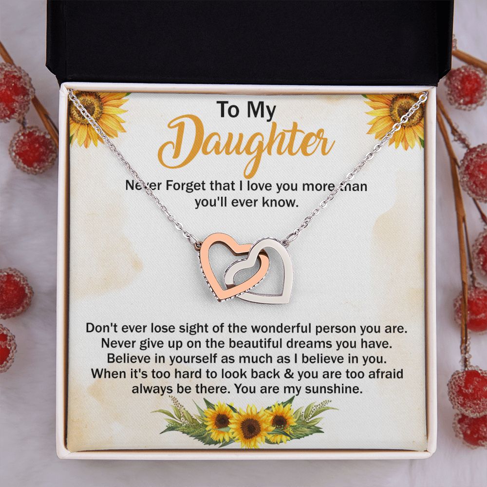 Jewelry Pendant Present for Daughter, To My Daughter Gift Necklace from Mom, Mother Daughter Gift Ideas, Birthday Christmas Gift Graduation Gifts for Daughters, Mother and Daughter Necklace 11 Interlocking Hearts Necklace