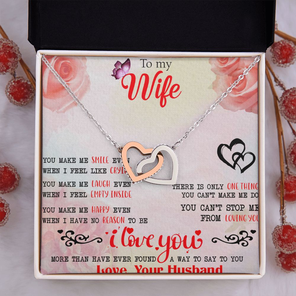 To My Wife Necklace, Wedding Anniversary Jewelry For Women, Necklace For Wife from Husband, Gift For Wife Birthday Gifts From Husband Necklace, Jewelry With Message Card In A Gift Box3 Interlocking Hearts Necklace