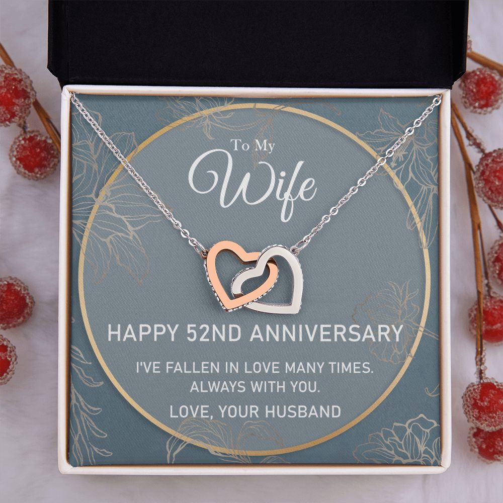 To My Wife Necklace from Husband, Personalized Necklace for Women, Luxury Necklace for Wife from Man Men, Wedding Anniversary Present For Wife, Beautiful Wife Jewelry Christmas Birthday Gifts For Wife5 Interlocking Hearts Necklace