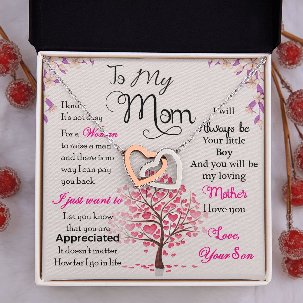 To My Mom Necklace Pendant Gift From Son I Know It's Not Easy For A Woman Necklace For To Mom Happy Mothers Day Mother In Law Gift On Birthday Anniversary Gift 30821 Interlocking Hearts Necklace