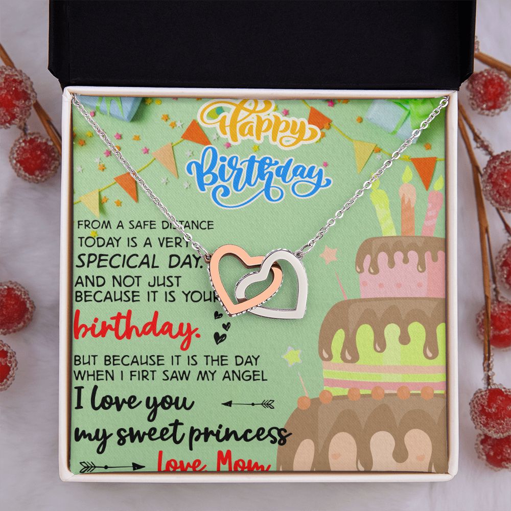 Mother Daughter Gift Ideas, To My Daughter Gift Necklace from Mom, Jewelry Pendant Present for Daughter, Birthday Christmas Gift Graduation Gifts for Daughters, Mother and Daughter Necklace 31 Interlocking Hearts Necklace