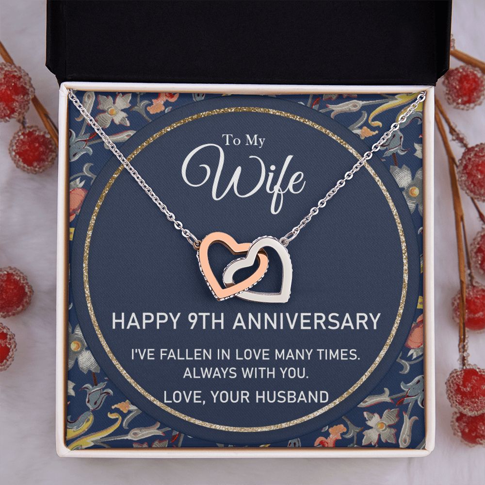 To My Wife Necklace from Husband, Personalized Necklace for Women, Luxury Necklace for Wife from Man Men, Wedding Anniversary Present For Wife, Beautiful Wife Jewelry Christmas Birthday Gifts For Wife6 Interlocking Hearts Necklace