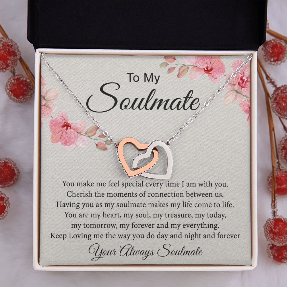 To My Soulmate Necklace for Women Birthday Christmas Jewelry Gifts For My Wife with Message Card Box Personalized Gift Present Pendant for Future Wife Soulmate Girlfriend Love 27 Interlocking Hearts Necklace