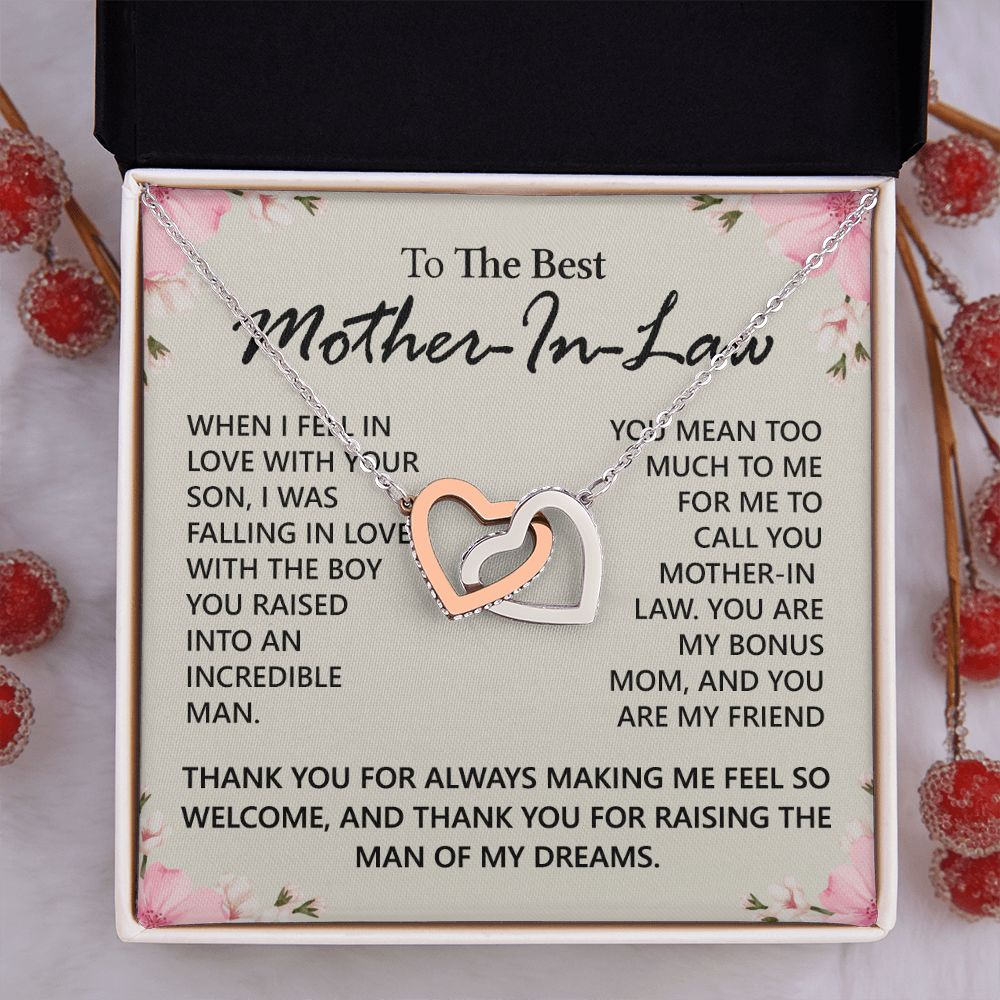 Mother in Law Necklace, Jewelry for Women, Future Mother in Law Gifts from Daughter in Law, Mother of Bride Gifts For Mother in Law, Birthday Gifts For Mother In Law From Daughter In Law12 Interlocking Hearts Necklace